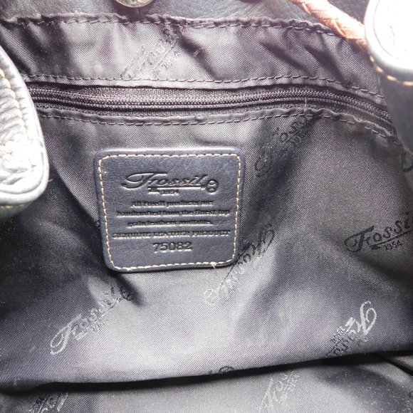 Fossil Drawstring Shoulder Bag With Braided Leather Handles Fossil Purse - Picture 11 of 13